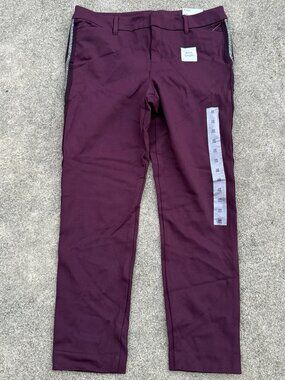 Old Navy Pixie Pants Womens 10 Burgundy Ponte Slim Ankle Glitter Trim